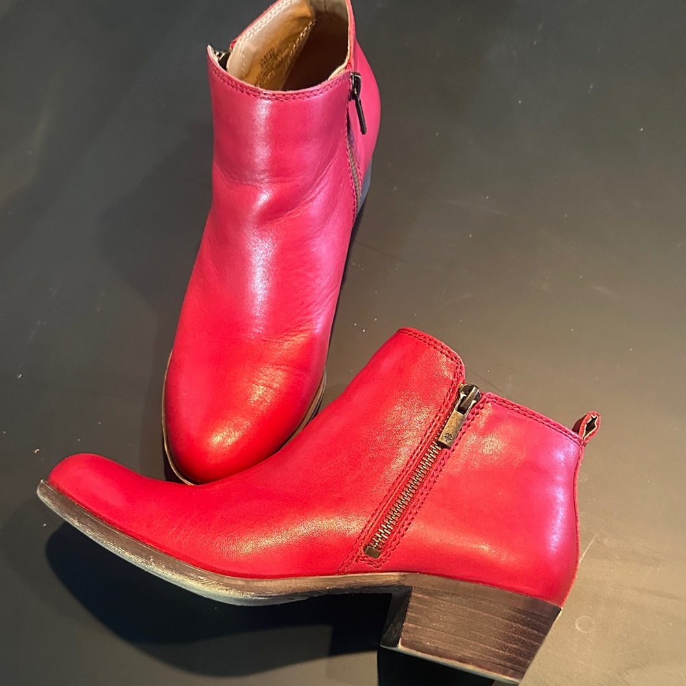 Lucky Brand Red Leather Ankle Booties - Picture 3 of 5